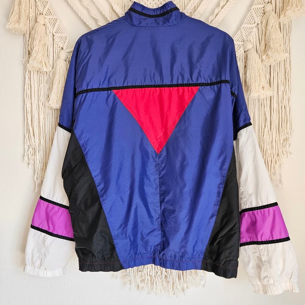 Nike Vintage 90s Style Colorblock Windbreaker Jacket Red Blue Purple Womens L - Picture 9 of 11